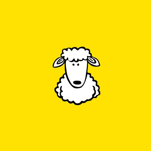 logo tête de mouton de face sur fond jaune